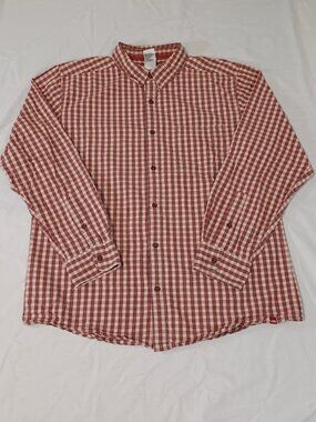 The North Face Mens Orange Large Plaid Long Sleeve Button Up Shirt 100% Cotton